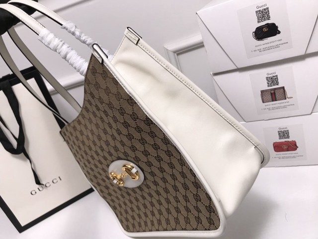 Gucci高仿專櫃女包 623694 古馳GG1955馬銜扣托特包 Gucci手提購物袋  gqy3926